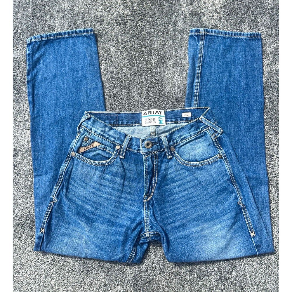Ariat M7 Mens 30x30 Blue Denim Jeans Western Slim Straight Cowboy Ranch
